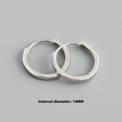 925 Sterling Silver Minimalist Punk Rock Circle Hoop Earrings for Women Men Goth Piercing Ear Buckle Charm Fine Jewelry