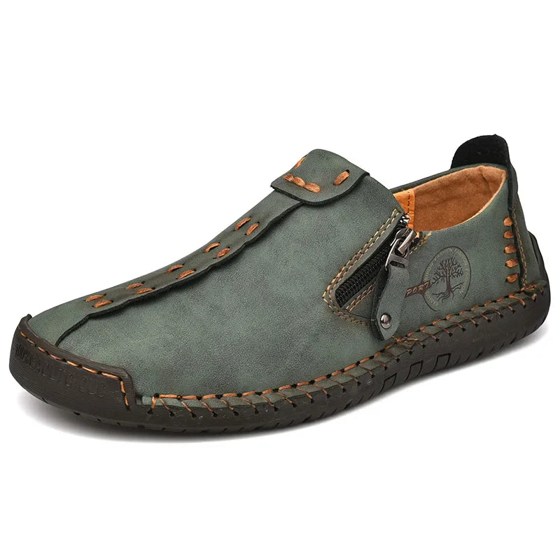Handmade Leather Men Shoes Casual Slip On Loafers Breathable Leather Shoes Men FlatsTooling Shoes Plus Size