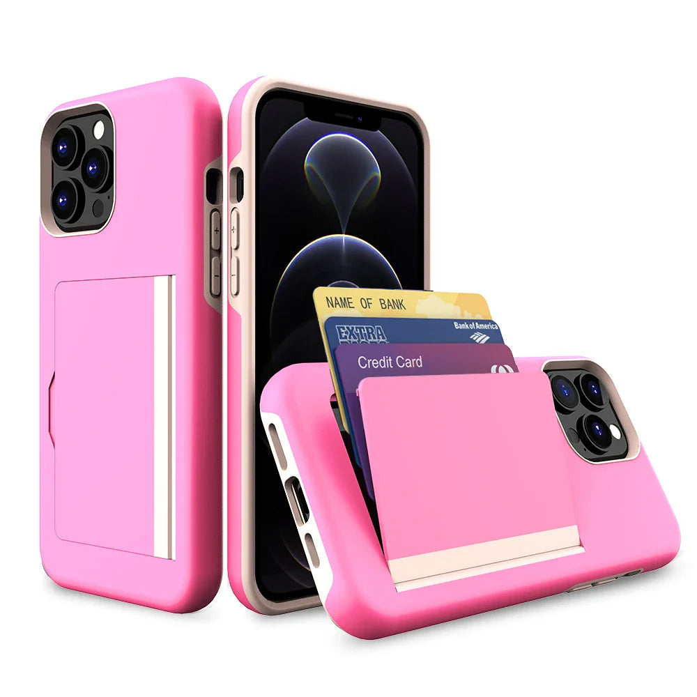 Credit Card Protective Wallets Case For iPhone 16 Pro 15 14 13 12 11 Pro Max for iPhone 16 Pro Max xr xs 7 8 Plus se 2020 Cover