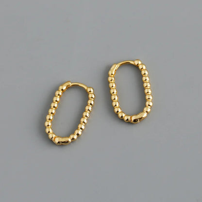 925 Sterling Silver Punk Simple Pirecing Geometry Hollow Beads Stud Earrings for Women Girl Chic Birthday Goth Jewelry