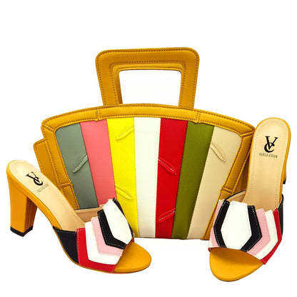 Black Color Comfortable Heels Italian Lady Shoes with Matching Bag for African Women Shoes and Bag Set