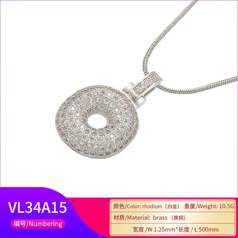 1.25x500mm Fat and lovely crystal brass silver color  letter necklace for women friends birthday gift model: VL34