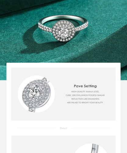 Sparkling Round Clear CZ Charm Rings Fashion 925 Sterling Silver Classic Design Wedding Ring For Women Party Jewelry