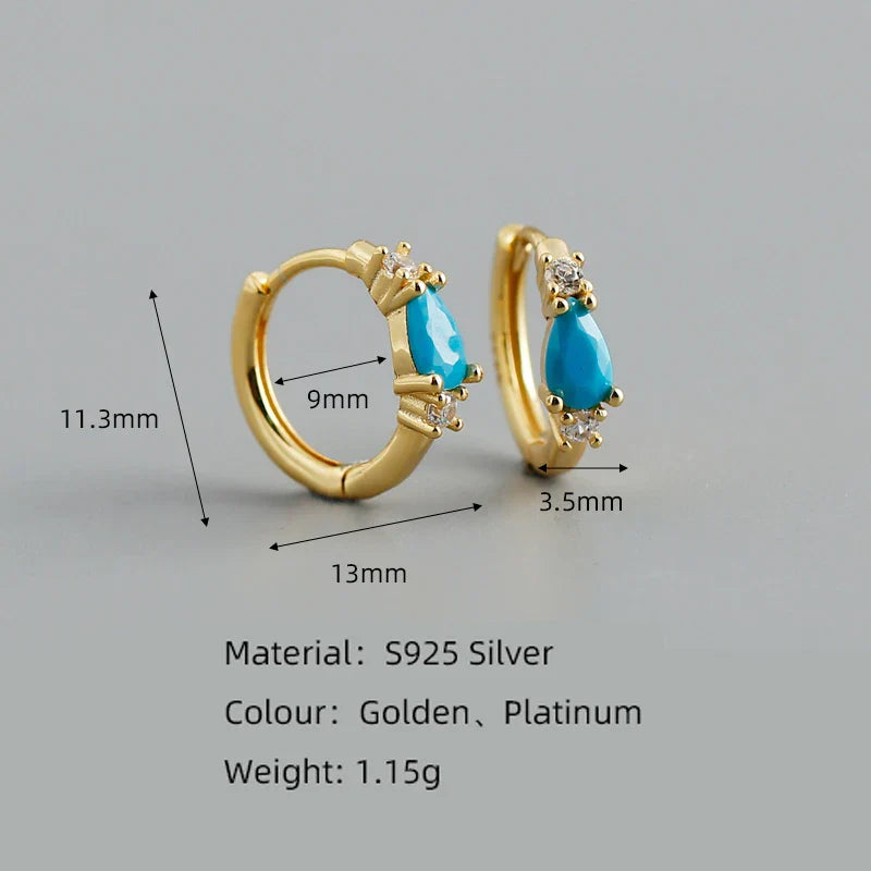 New Arrival Fashion Korean Blue Zircon Spike Geometric Stud Earrings for Women Real 925 Sterling Silver Gothic Jewelry
