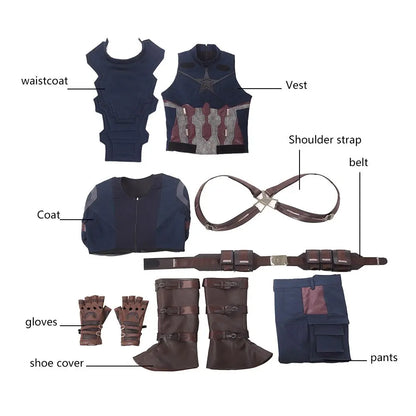 Movie Infinity War Superhero Captain Steve Rogers Cosplay Costume Men Outfit for Adult Men Halloween Uniforms Free Custom Made