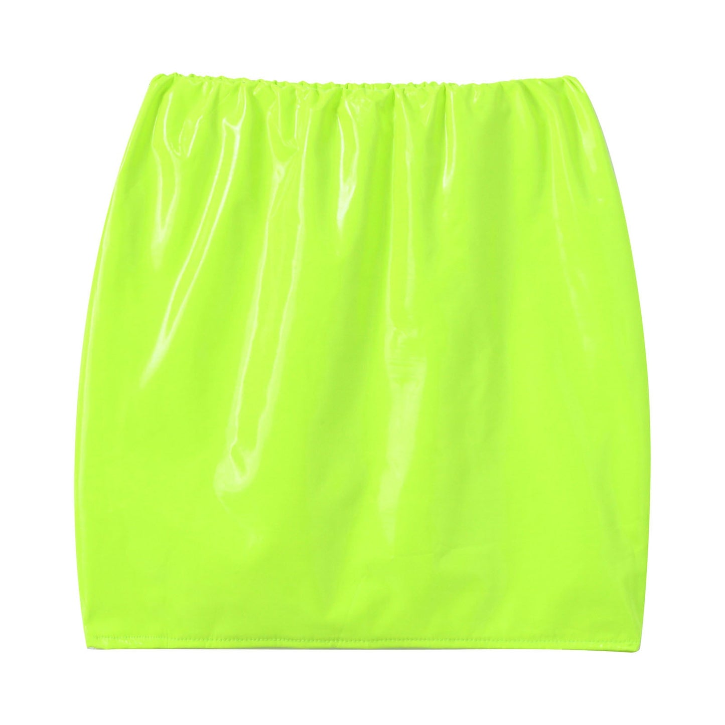 Glossy Patent Leather Miniskirt for Womens Solid Color Elastic Waistband Pencil Skirt Music Festival Costume Daily Wear Clubwear