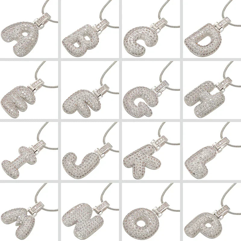1.25x500mm Fat and lovely crystal brass silver color  letter necklace for women friends birthday gift model: VL34