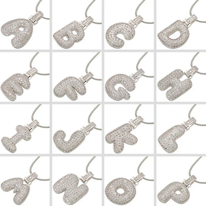 1.25x500mm Fat and lovely crystal brass silver color  letter necklace for women friends birthday gift model: VL34