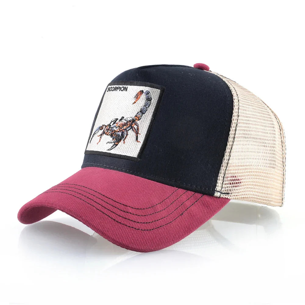Streetwear Trucker Caps With Scorpion Patch Men's Snapback Hip Hop Baseball Cap For Women Four Seasons Fashion Casquette Hats