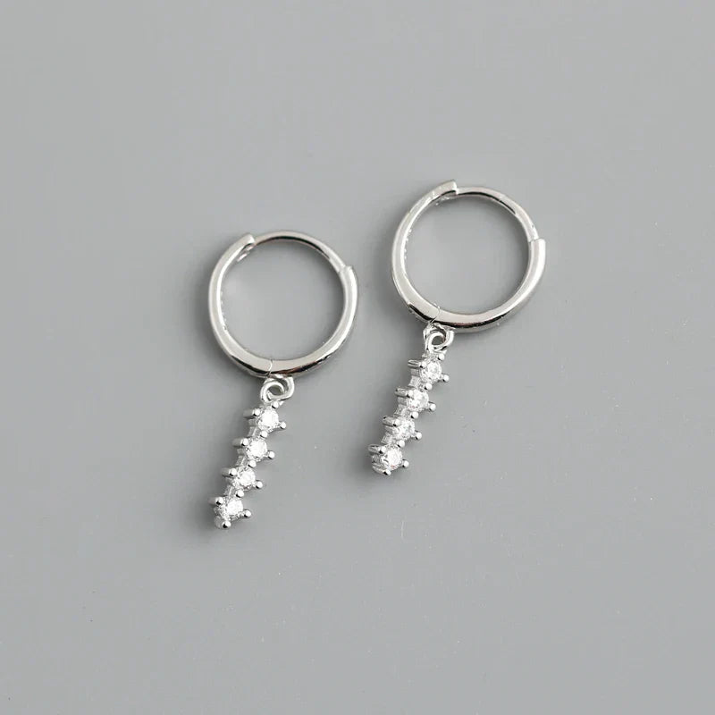 New Arrival Fashion Korean Blue Zircon Spike Geometric Stud Earrings for Women Real 925 Sterling Silver Gothic Jewelry