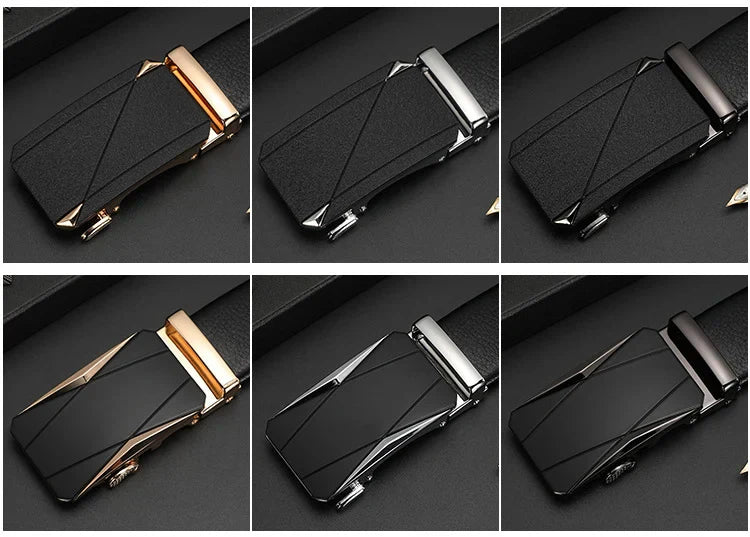 Men's Genuine Leather Automatic Buckle Belt Custom Engraved Name/Logo Ideal Waist Belt for Father's Day Personalized Gift