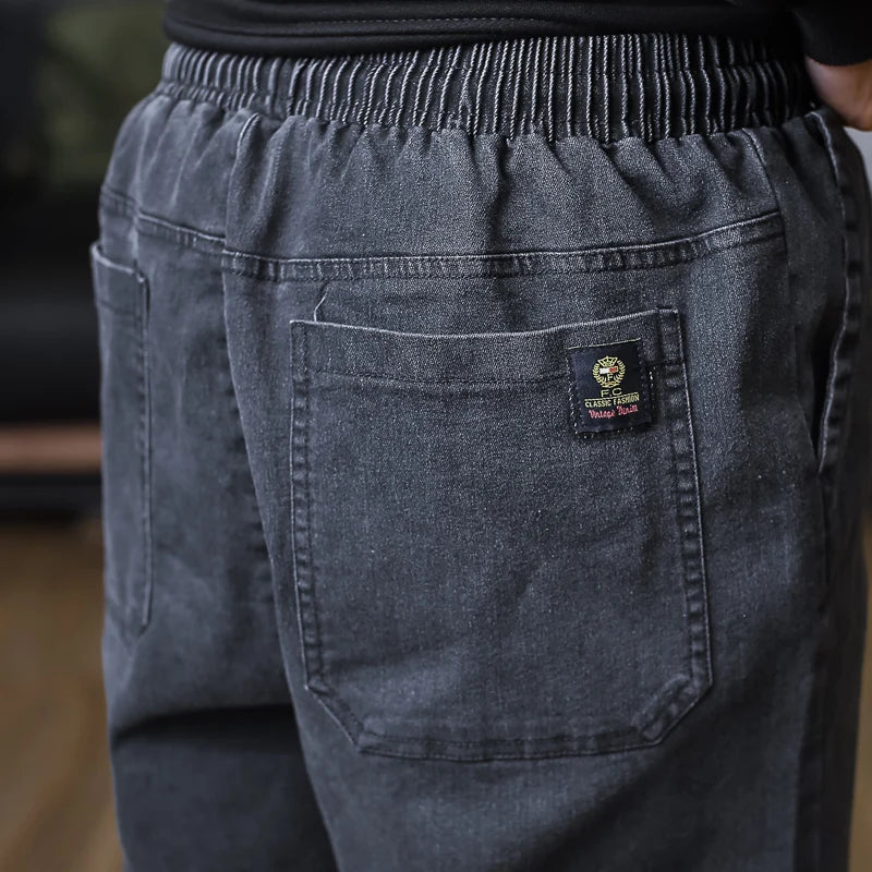 Calça Jeans Masculina Plus Size Solta Jogger Streetwear Harem Cargo Jeans Calças Jeans na Altura do Tornozelo