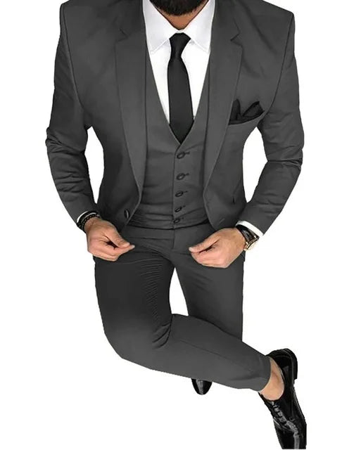 Ternos Masculinos de Baile Smoking Slim Fit 3 Peças Ternos de Casamento para Noivos