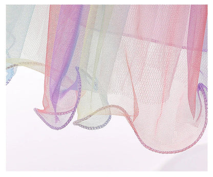 High Quality Summer Girls Dress Rainbow Mesh Bow Birthday Party Dance Costume Little Princess Dress Kids Clothes 1-10 Years Old