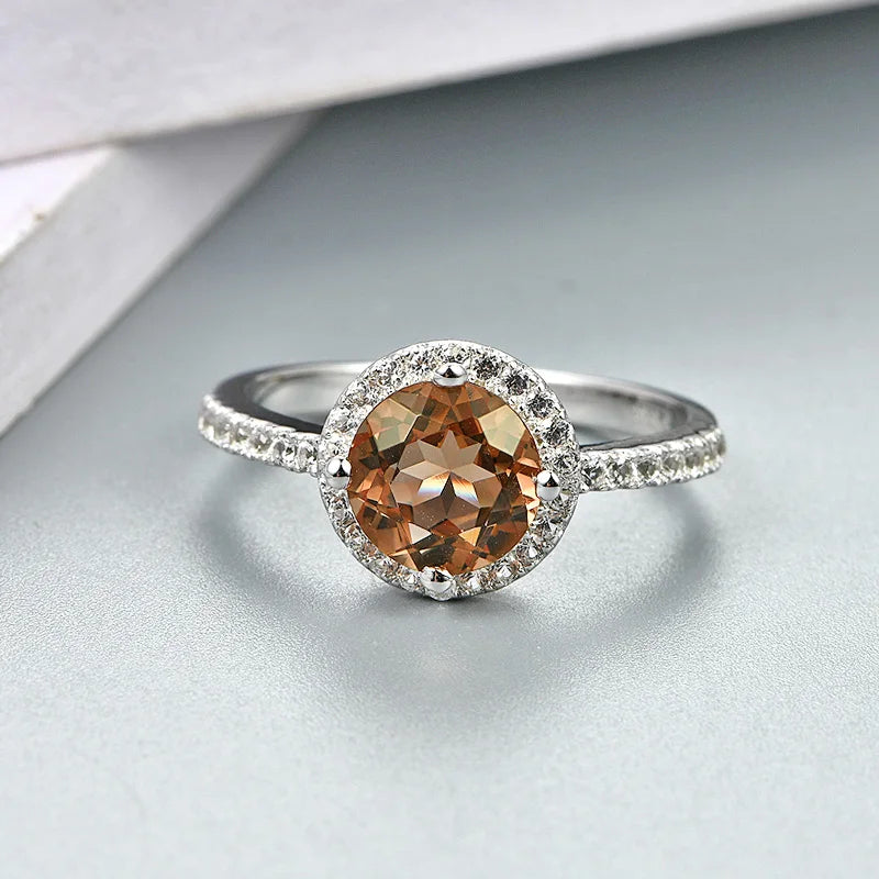 Silver Ring Women Fashion 2.3 Carats Created Diaspore S925  Wedding Band Color Change Stone