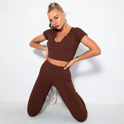 2/4/6PCS Seamless Women Yoga Set Workout Sportswear Fitness Bra Sport Pants Gym Clothing High Waist Leggings Shorts Sports Suits