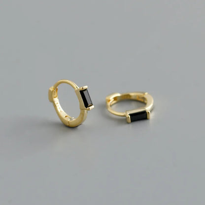 925 Sterling Silver Colorful Square Shiny Zircon Beads Piercing Stud Earrings for Women Fashion Gothic Exquisite Jewelry