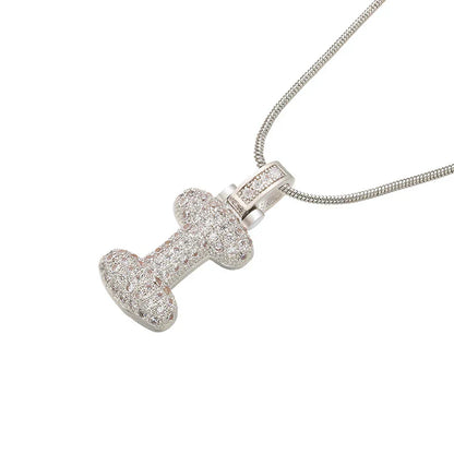 1.25x500mm Fat and lovely crystal brass silver color  letter necklace for women friends birthday gift model: VL34