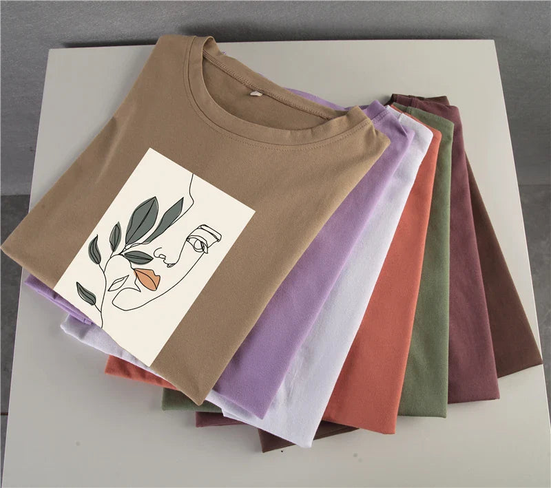 Gothic Graphic T Shirt Women 2023 Summer New Oversized Cotton Tees Casual Aesthetic Character Printed O Neck Tops