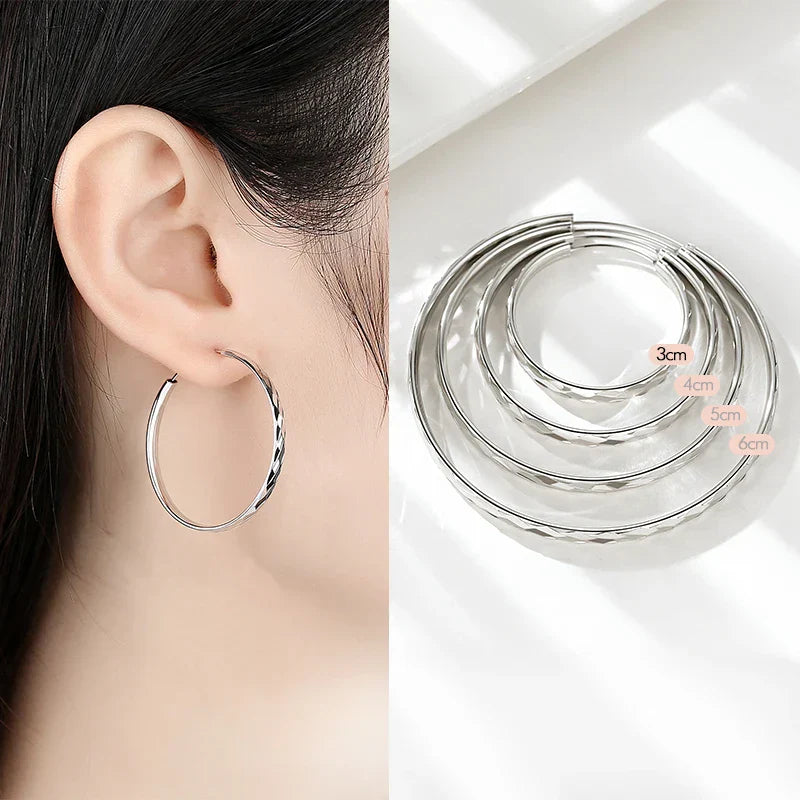 Women's Big Hoop Earrings, New Collection 100% 925 Sterling Silver Jewelry Fashion Women18K Golden серьги кольца