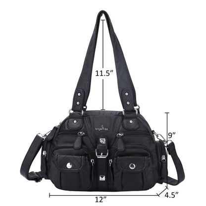 Women Small Handbags Satchel Top-handle Handbag PU Shoulder Bag 8”x11” Dumpling Pack Multi-pockets Shoulder Bag