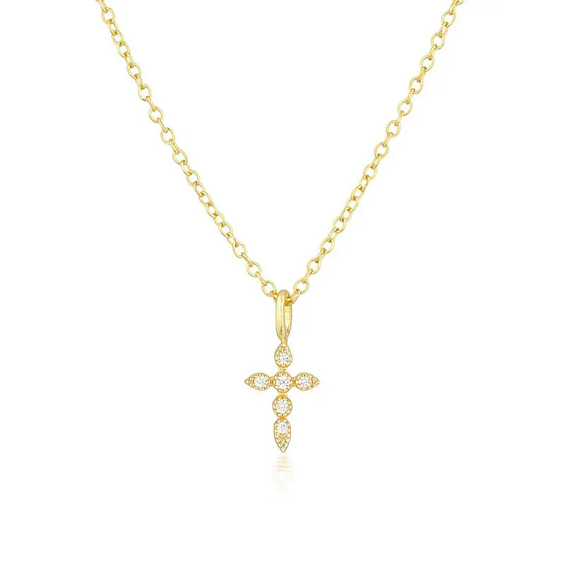 925 Sterling Silver Necklaces Charms for Women Crystal Cross Clavicle Collar Chain Simple Choker Necklace Accessories Gift
