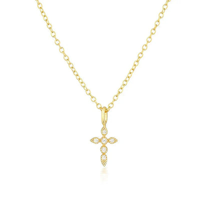 925 Sterling Silver Necklaces Charms for Women Crystal Cross Clavicle Collar Chain Simple Choker Necklace Accessories Gift