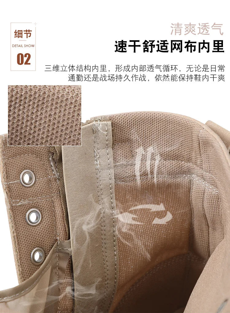 Men Breathable Mesh Tactical Boots Men Boots Outdoor Lightweight Hiking Shoes New Desert Combat Boots Work Men Shoes