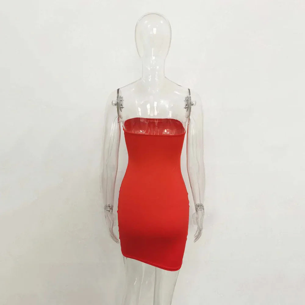 Off Shoulder Tube Dress Solid 2025 New Summer Women Bodycon Strapless Dress Black Mini Dress Women Slim Party Clubwear