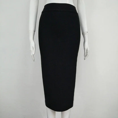 Women Candy Color Sexy Neon Green Brown Orange Yellow Knee Length Bandage Pencil Skirt 2020 Designer Skirt Faldas 78cm