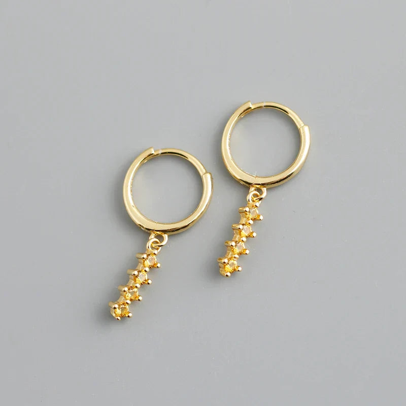 New Arrival Fashion Korean Blue Zircon Spike Geometric Stud Earrings for Women Real 925 Sterling Silver Gothic Jewelry