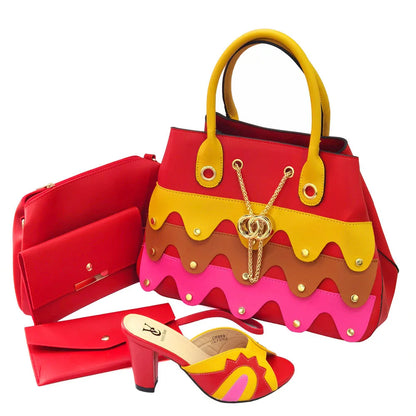 Black Color Comfortable Heels Italian Lady Shoes with Matching Bag for African Women Shoes and Bag Set