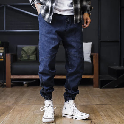 Calça Jeans Masculina Plus Size Solta Jogger Streetwear Harem Cargo Jeans Calças Jeans na Altura do Tornozelo