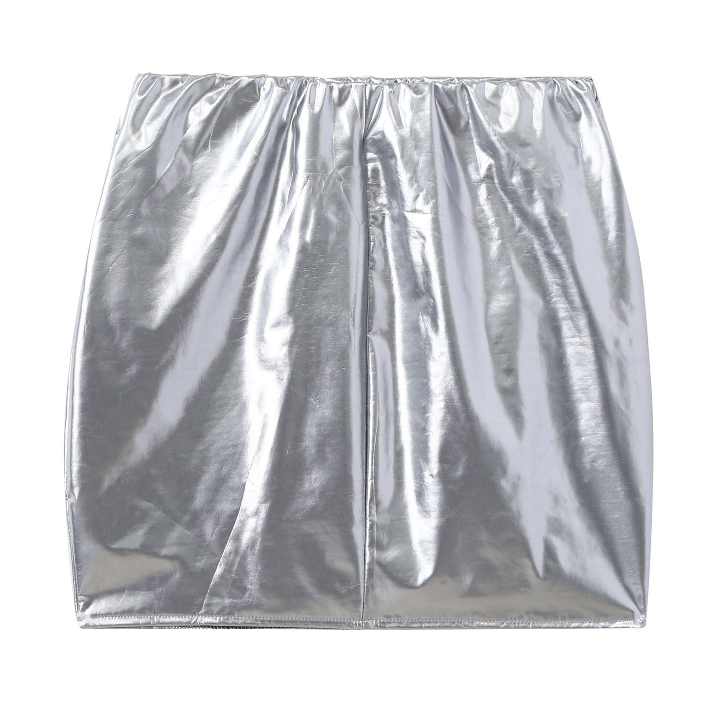 Glossy Patent Leather Miniskirt for Womens Solid Color Elastic Waistband Pencil Skirt Music Festival Costume Daily Wear Clubwear