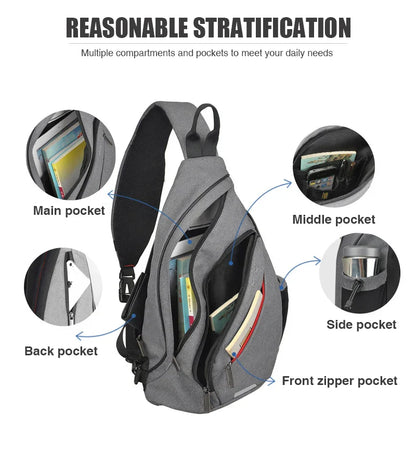 Men One Shoulder Backpack Women Sling Bag Crossbody USB Boys Cycling Sports Travel Versatile Fashion Student School