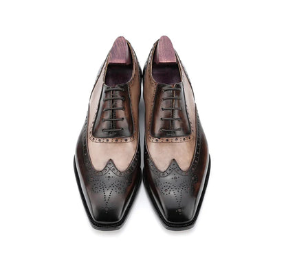 Fiddle-Back Beveled Waist Mens Dress Shoes Real Leather High Quality Wedding Shoes Formal Italian Design Shoes Handmade OX54