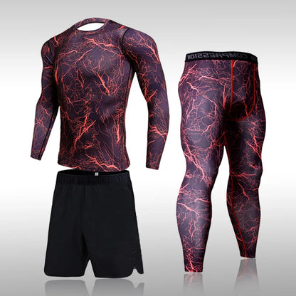 Quick Dry Camouflage Men's Running Sets Compression Sports Suits Skinny Tights Clothes Gym Rashguard Fitness Sportswear Men 2021