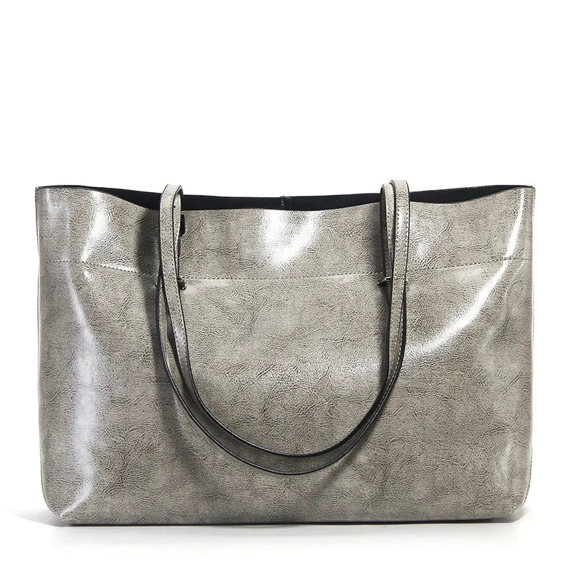 Brown Women Handbag 100% Genuine Leather Female Shoulder Purse Ladies Black Tote Bag Large Capacity Shopping Bags