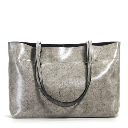Brown Women Handbag 100% Genuine Leather Female Shoulder Purse Ladies Black Tote Bag Large Capacity Shopping Bags