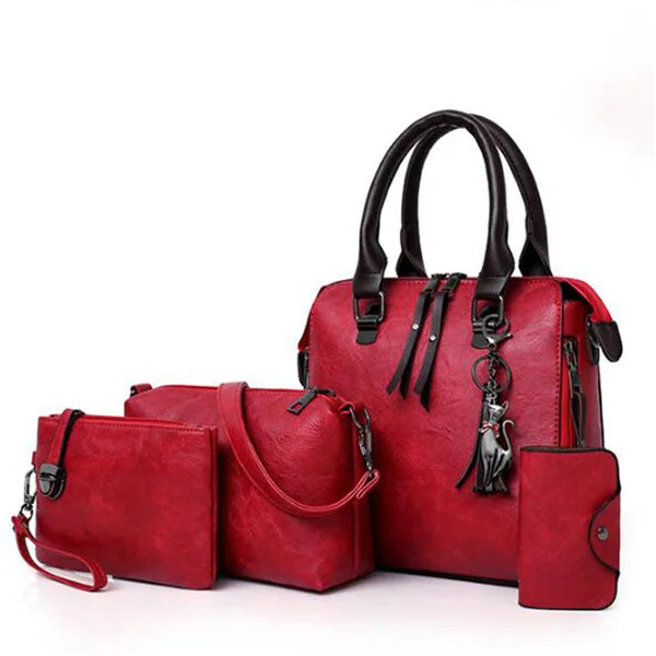 Bolsa Com Tassel Composto Feminina Bolsa De Couro De Luxo Bolsas De Marcas Famosas Designer Bolsa De Ombro Feminina Com Alça Superior 4 Peças/Conjunto
