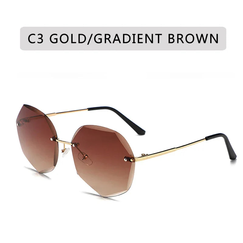 Sunglasses Women Ocean Water Cut Trimmed Lens Metal Temples Sun Glasses