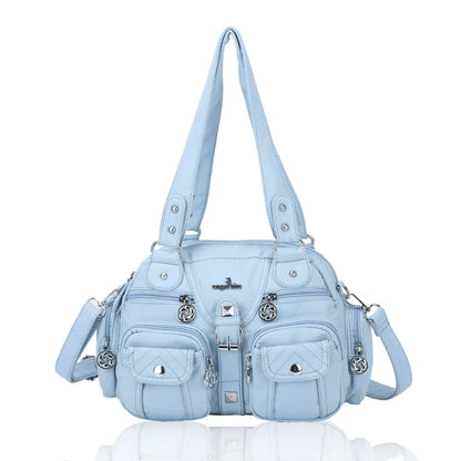 Women Small Handbags Satchel Top-handle Handbag PU Shoulder Bag 8”x11” Dumpling Pack Multi-pockets Shoulder Bag