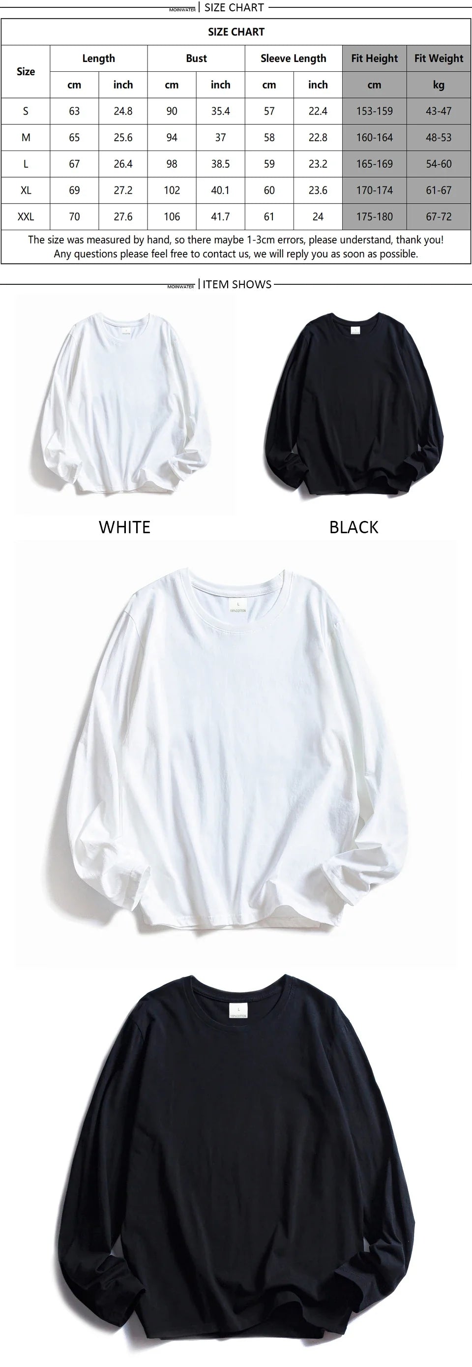 Women O-neck Long Sleeve T shirts Lady White Cotton Tops Female Soft Casual Tees Women's Black T-shirt