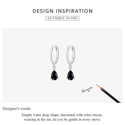 Silver Green Water Drop Earrings 925 Sterling Silver 4 Colors Drop Shape Earring for Women Statement  Jewelry