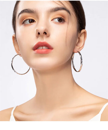 Women's Big Hoop Earrings, New Collection 100% 925 Sterling Silver Jewelry Fashion Women18K Golden серьги кольца