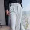 2024 Mens Elegant Formal Party Suits Pants Solid White Grey Pencil Trouser Korean Fashion Waist Buckle Suit Pants Men Streetwear
