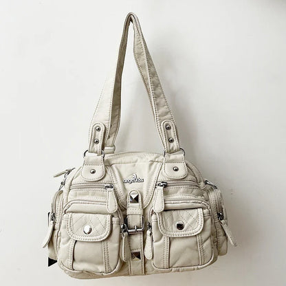Women Small Handbags Satchel Top-handle Handbag PU Shoulder Bag 8”x11” Dumpling Pack Multi-pockets Shoulder Bag