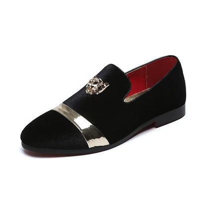 New Men Wedding Loafers Velvet Shoes Fashion Quality Tiger Gold metal Men Dress Shoes Men's Flats wholesale dropshiping ST359
