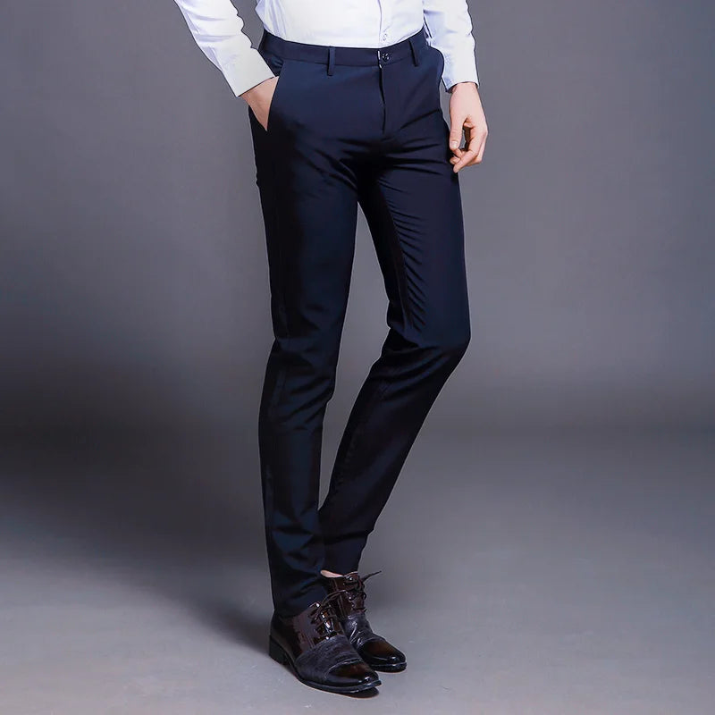 New Fashion High Quality Men Suit Pants Straight Spring Autumn Long Male Classic Business Casual Trousers Slim Fit Full Length
