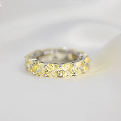 100% 925 Sterling Silver Sparkling 1 Row Full 5*5mm High Carbon Diamond Finger Rings For Women Wedding Party Fine Jewelry